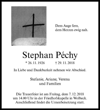 Anzeige von Stephan Péchy von Westfälische Nachrichten