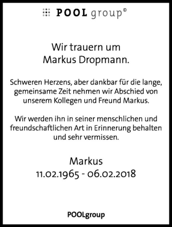 Anzeige von Markus Dropmann von Westfälische Nachrichten