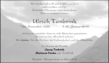 Anzeige von Ulrich Tenbrink von Westfälische Nachrichten