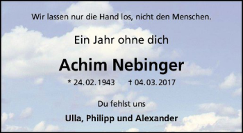 Anzeige von Achim Nebinger von Westfälische Nachrichten