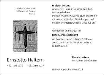 Anzeige von Ernstotto Haltern von Westfälische Nachrichten