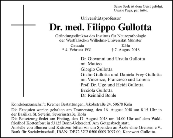 Anzeige von Filippo Gullotta von Westfälische Nachrichten