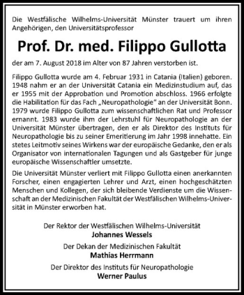 Anzeige von Filippo Gullotta von Westfälische Nachrichten