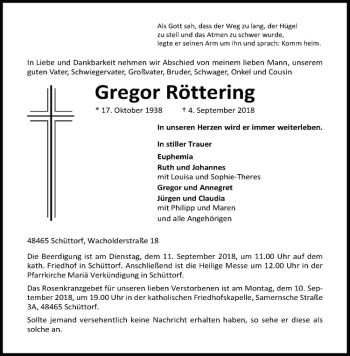 Anzeige von Gregor Röttering von Westfälische Nachrichten