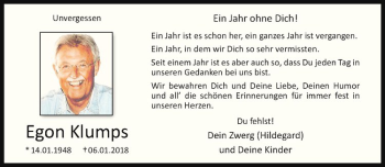 Anzeige von Egon Klumps von Westfälische Nachrichten