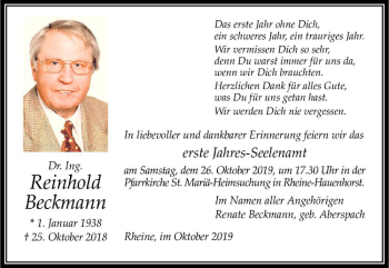 Anzeige von Reinhold Beckmann von Westfälische Nachrichten