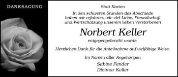 Anzeige von Norbert Keller von Westfälische Nachrichten