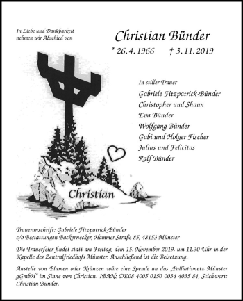 Anzeige von Christian Bünder von Westfälische Nachrichten