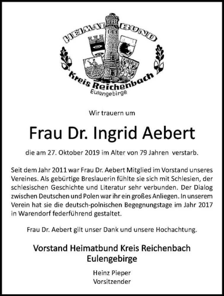 Traueranzeigen Von Dr Ingrid Aebert Trauer Ms