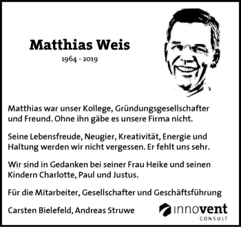 Anzeige von Matthias Weis von Westfälische Nachrichten