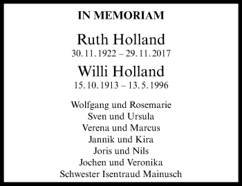 Anzeige von Ruth Holland von Westfälische Nachrichten