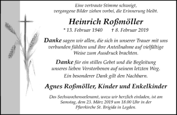 Anzeige von Heinrich Roßmöller von Westfälische Nachrichten