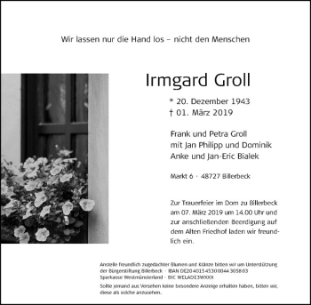 Anzeige von Irmgard Groll von Westfälische Nachrichten