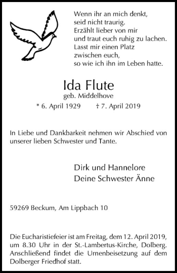 Anzeige von Ida Flute von Westfälische Nachrichten