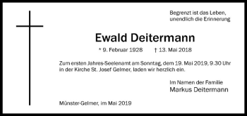 Anzeige von Ewald Deitermann von Westfälische Nachrichten