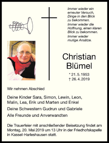 Anzeige von Christian Blümel von Westfälische Nachrichten