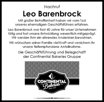 Anzeige von Leo Barenbrock von Westfälische Nachrichten