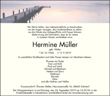 Anzeige von Hermine Müller von Westfälische Nachrichten