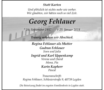 Anzeige von Georg Fehlauer von Westfälische Nachrichten