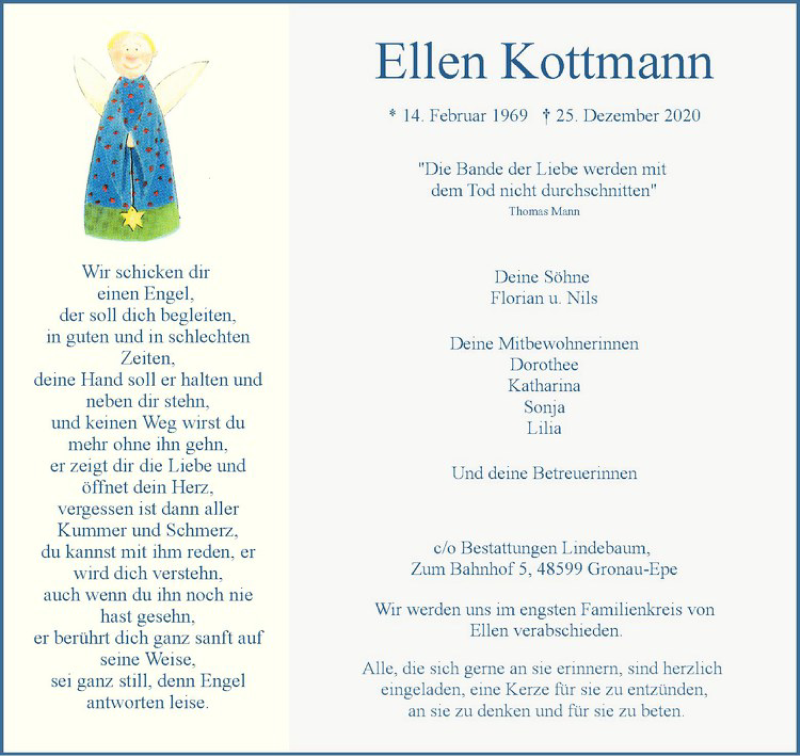 Traueranzeigen Von Ellen Kottmann Www Trauer Ms