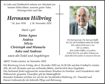 Anzeige von Hermann Hilbring von Westfälische Nachrichten