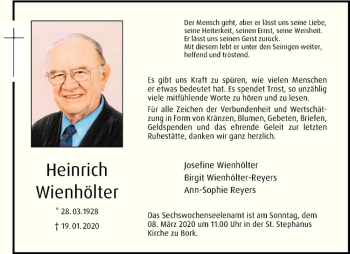 Anzeige von Heinrich Wienhölter von Westfälische Nachrichten