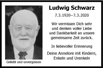 Anzeige von Ludwig Schwarz von Westfälische Nachrichten