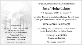 Anzeige von Josef Hohelüchter von Westfälische Nachrichten