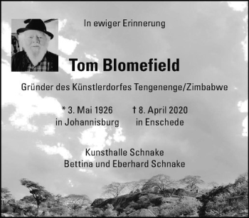 Anzeige von Tom Blomefield von Westfälische Nachrichten