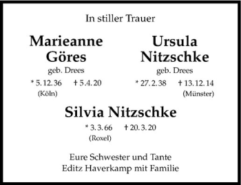 Anzeige von Silvia Nitzschke von Westfälische Nachrichten