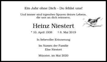 Anzeige von Heinz Niestert von Westfälische Nachrichten