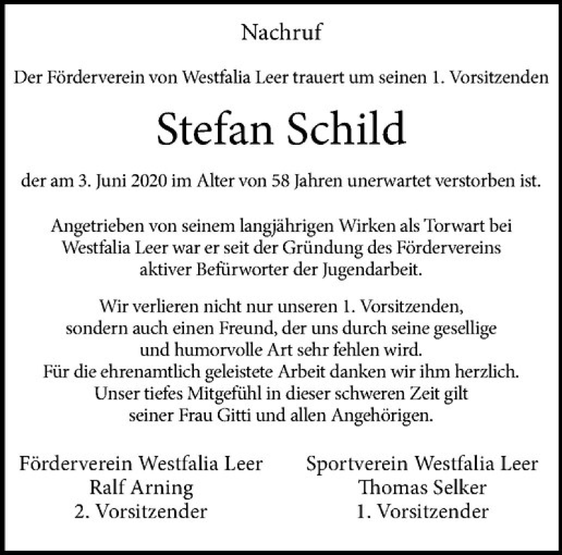 Traueranzeigen Von Stefan Schild Www Trauer Ms