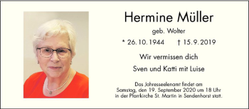 Anzeige von Hermine Müller von Westfälische Nachrichten