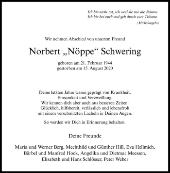 Anzeige von Norbert Schwering von Westfälische Nachrichten