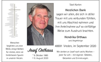 Anzeige von Josef Ortshaus von Westfälische Nachrichten