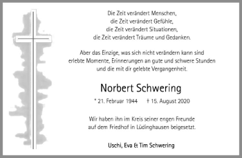 Anzeige von Norbert Schwering von Westfälische Nachrichten