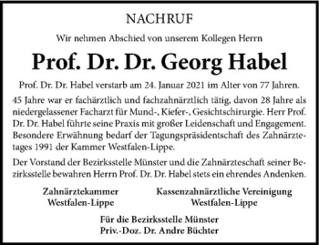 Anzeige von Georg Habel von Westfälische Nachrichten