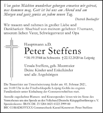 Anzeige von Peter Steffens von Westfälische Nachrichten