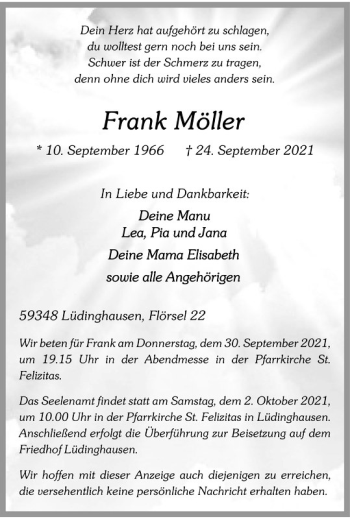 Anzeige von Frank Möller 