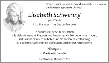 Anzeige von Elisabeth Schwering 