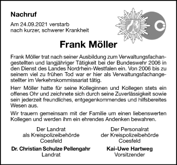 Anzeige von Frank Möller 