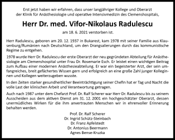 Anzeige von Vifor-Nikolaus Radulescu 