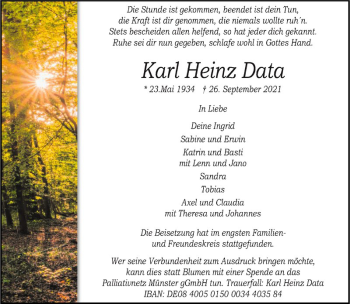 Anzeige von Karl Heinz Data 