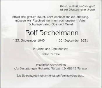 Anzeige von Rolf Sechelmann 