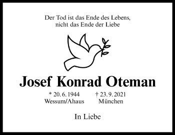 Anzeige von Josef Konrad Oteman 