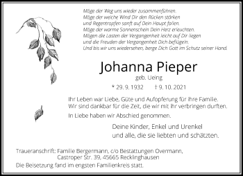 Anzeige von Johanna Pieper 