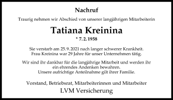 Anzeige von Tatiana Kreinina 