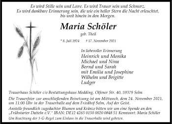 Anzeige von Maria Schöler 