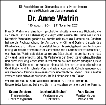 Anzeige von Anne Watrin 