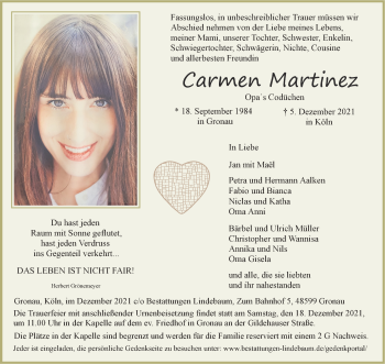 Anzeige von Carmen Martinez 